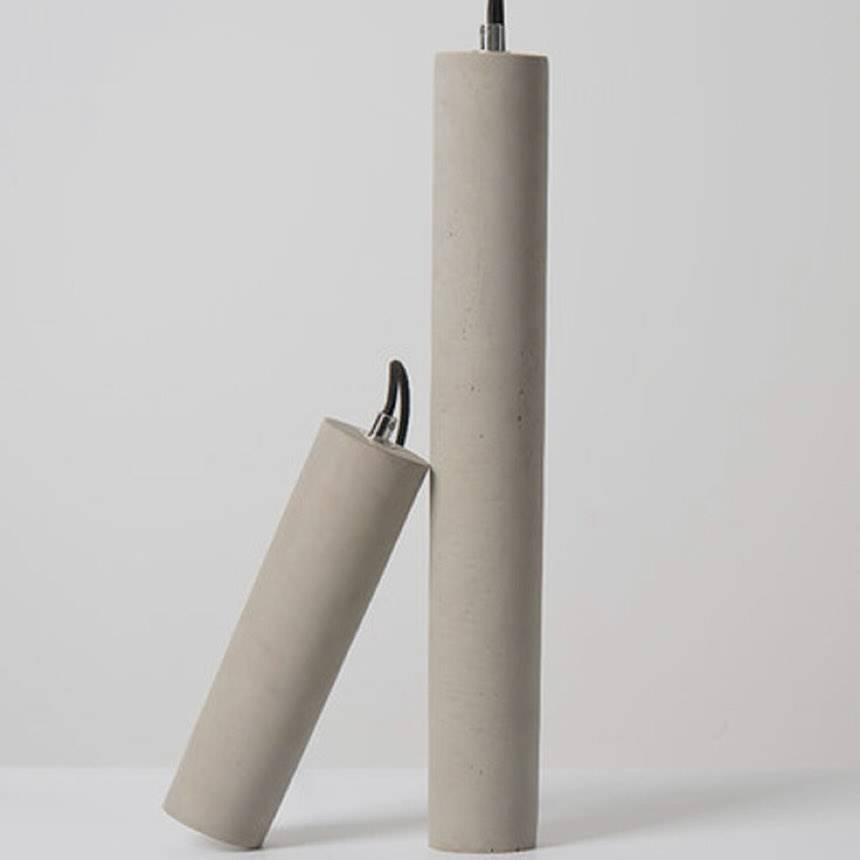 Hashira pendant lights, slender hand-finished concrete tubes